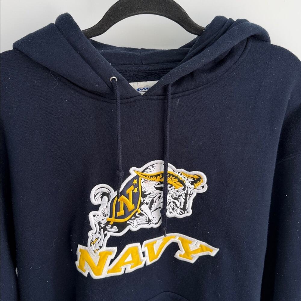 Champion USNA Annapolis NAVY embroidered logo hooded sweatshirt sz L